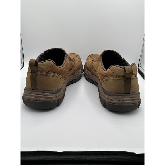 Skechers Relaxed Fit Men Sz 14 Brown Leather Slip On Goodyear Shoes 204436 DSRT